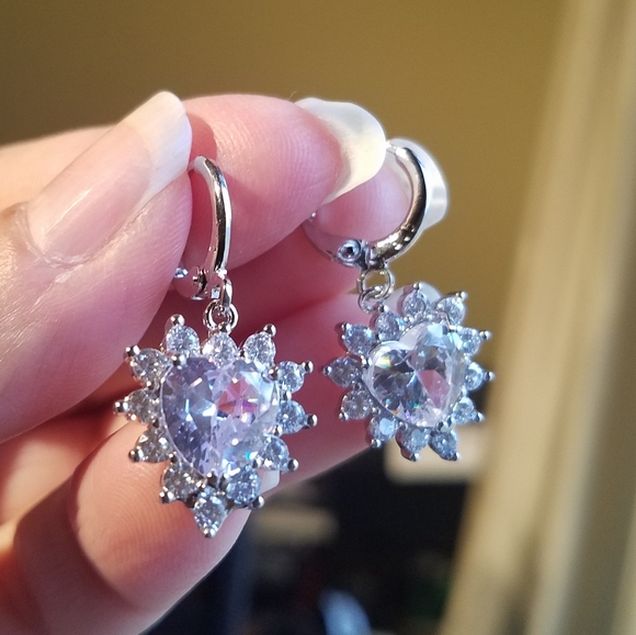 Swarovski Elements 925 Sterling Silver Heart Earrings NEW - Picture 7 of 15